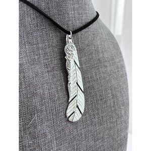 Handmade Feather Pendant Antique Butter Knife up-cycled silverware jewelery